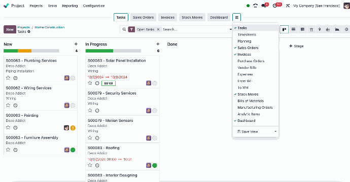 Projecten in Odoo 18